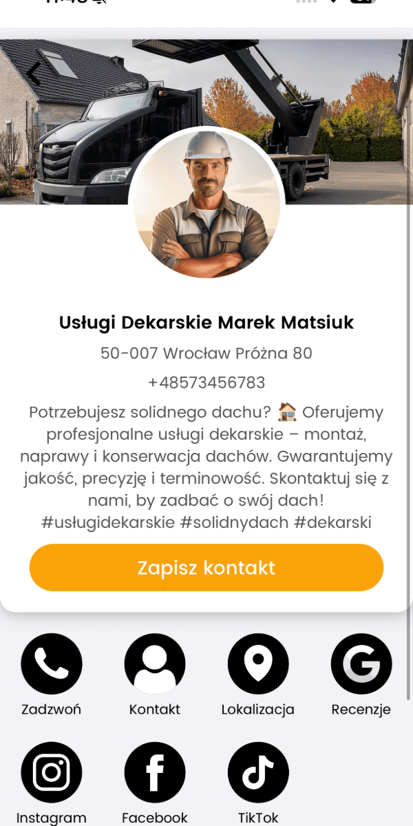Cyfrowa wizytówka w aplikacji Tagify