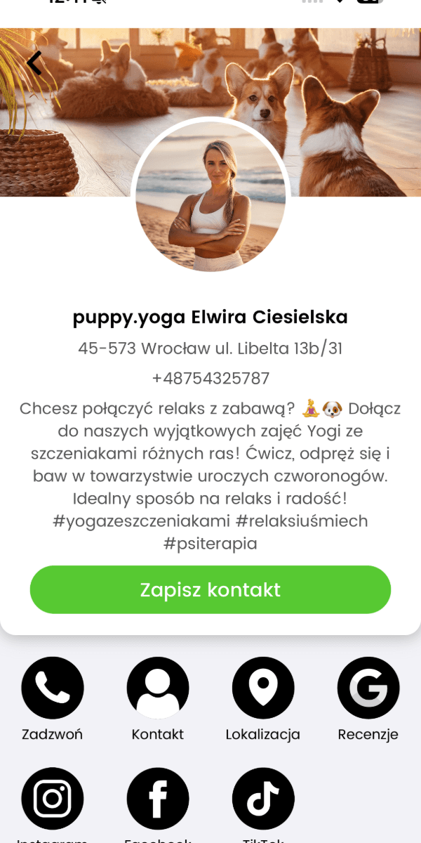 Cyfrowa wizytówka w aplikacji Tagify